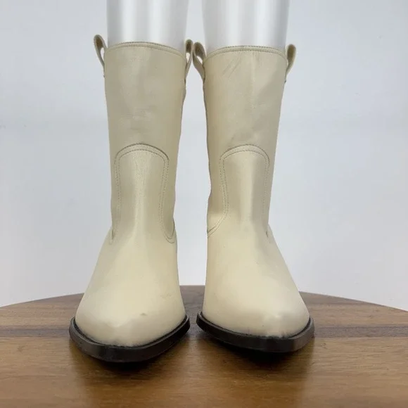 New Womens Staud June Boot In Leather Ivory Western Cowboy Boots Size 40 NWOB - Picture 3 of 8